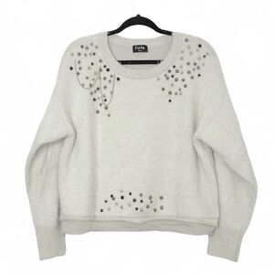 Fate Women's Cream Sweater with Studded Details